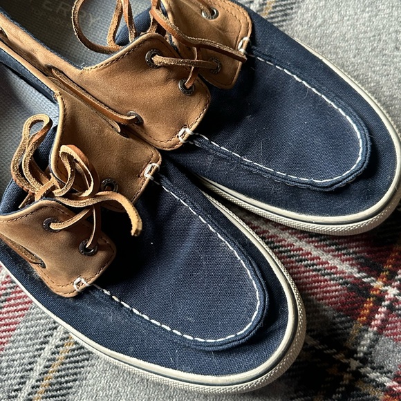 SPERRY ⚓️ Men’s Navy & Tan Canvas and Leather Boat Shoes - Size 11.5 - Picture 8 of 14